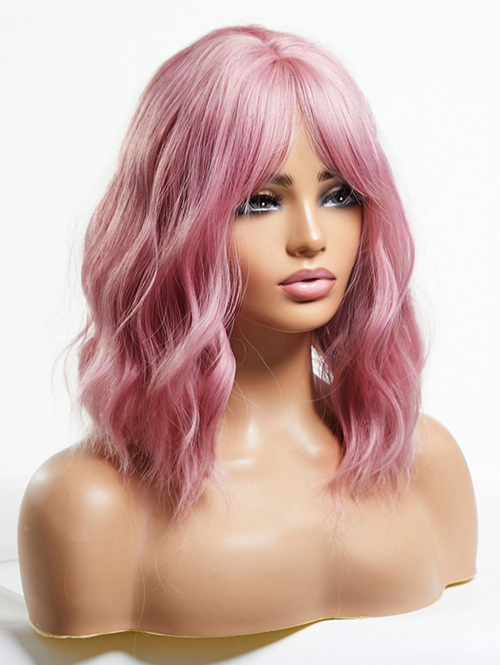 zaful Light Pink Bob Shoulder-length Wavy Synthetic Wig