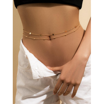 Fashion Women Layered Alloy Wafer Waist Chain Belly Chain