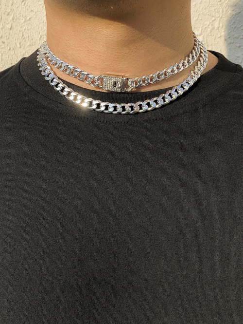 Rhinestone Design Hip Hop Multi-layered Choker Necklaces