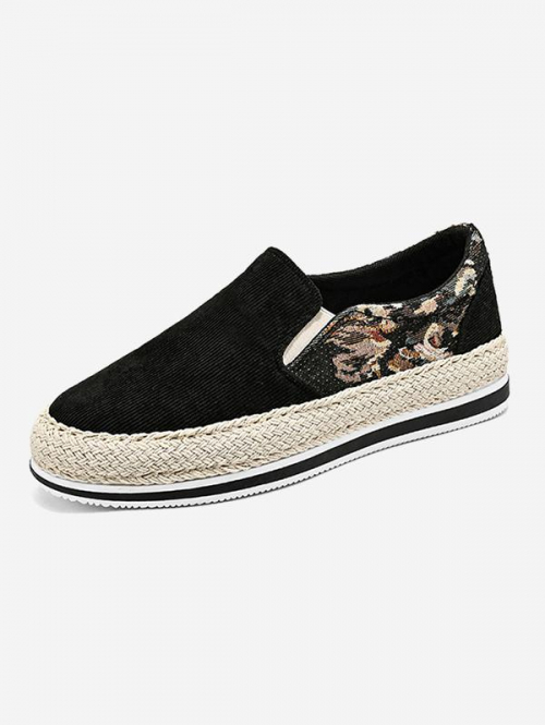 Men Corduroy Jacquard Design Espadrilles Slip On Shoes