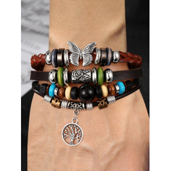 Retro Style Multi-layer Turquoise Butterfly Design Bracelet