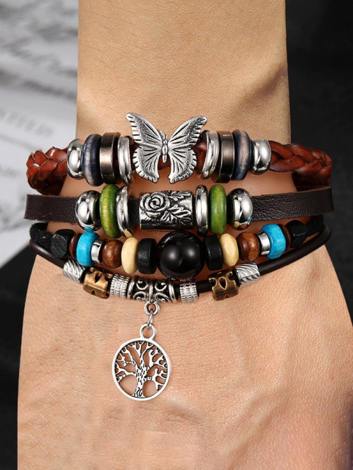 Retro Style Multi-layer Turquoise Butterfly Design Bracelet