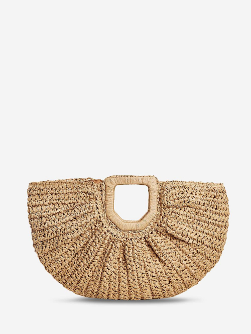 ZAFUL Beach Vacation Straw Raffia Tote Half Moon Bag