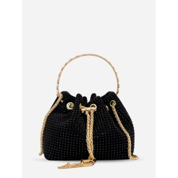 Drawstring Rhinestone Bucket Bag