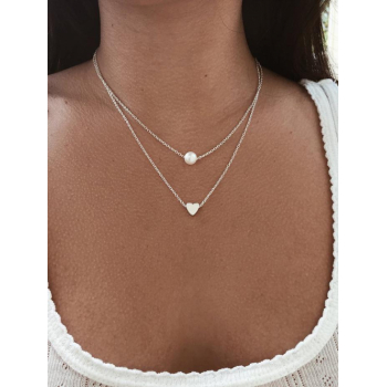 Heart Pendant Double-layered Necklace For Women