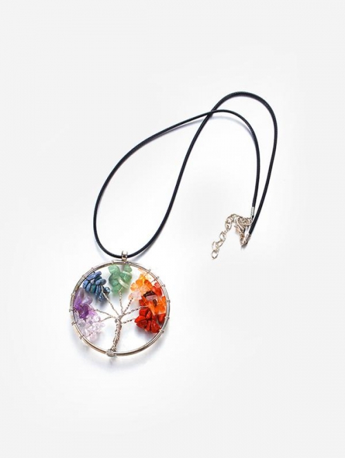 Natural Stone Tree Cord Necklace