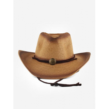 Fashion Women Women's Retro Western Style Summer Sunscreen Cowboy Riding Metal Decor Straw Hat