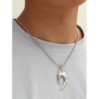 Couple Statement Metal Chain Flame Pendant Necklace for Lovers Men and Women