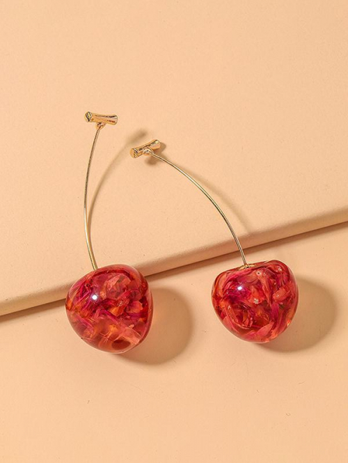 Cute Earrings Women's Cute Sweet Fruit Cherry Shape Metal Drop Earrings By ZAFUL