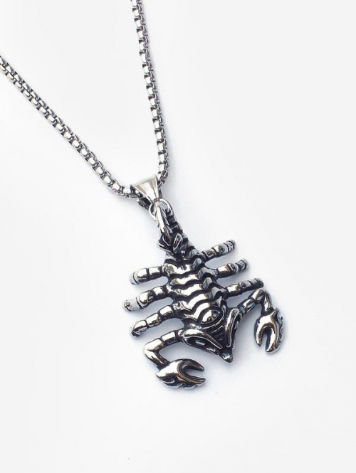 Men's Retro Gothic Hip Hop Style Scorpion Pendant Stainless Steel Chain Necklace