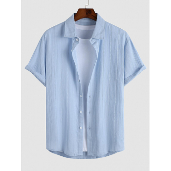 ZAFUL Men's ZAFUL Cotton and Linen Textured Jacquard Short Sleeves Shirt M Light blue