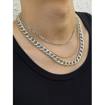 4Pcs Chain Linked Layered Necklaces