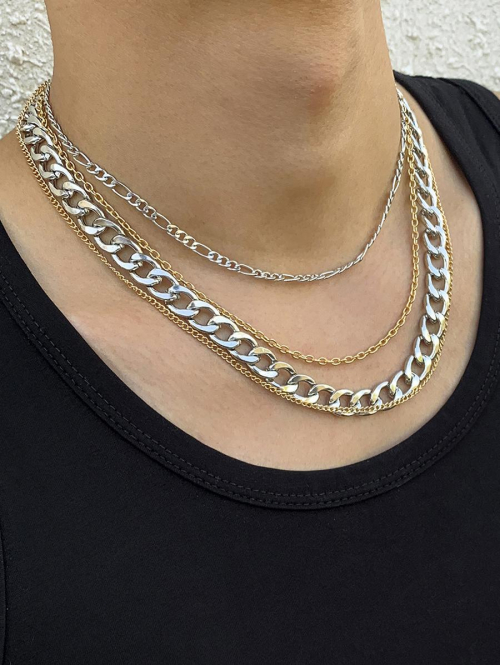 4Pcs Chain Linked Layered Necklaces