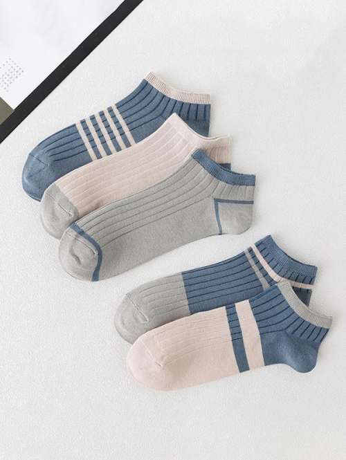 Mens Accessories 5Pairs Stripes Colorblock Liner Socks