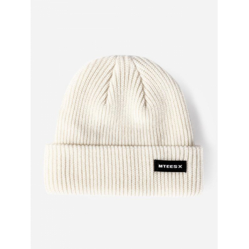 Fashion Women Letter Patch Turn Up Edge Beanie