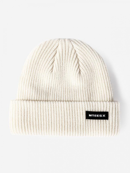 Fashion Women Letter Patch Turn Up Edge Beanie