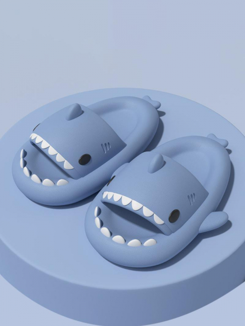 Women Couple Cartoon Shark Shape Casual Cloud Slides Slippers