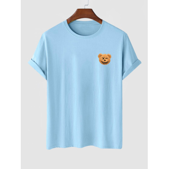 ZAFUL Men's Men's Casual Evil Smile Face Bear Print Short Sleeve Crew Neck T Shirt Xl Blue