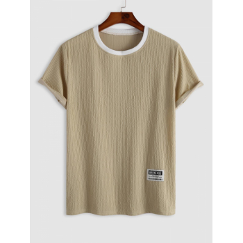 ZAFUL Men's ZAFUL Label Design Wrinkle Textured Short Sleeves T-shirt Xxl Light coffee