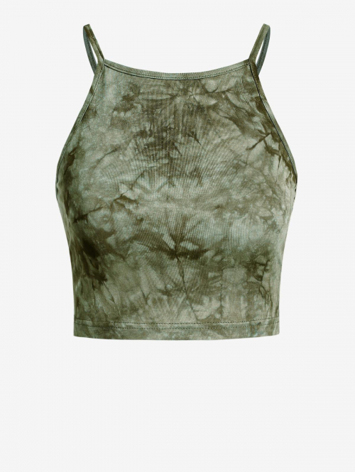 Women Tank Tops ZAFUL Tie Dye Crop Camisole M Deep green