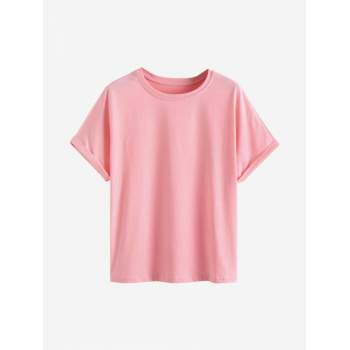 Fashion Women Tees Plain Basic T-shirt M Light pink