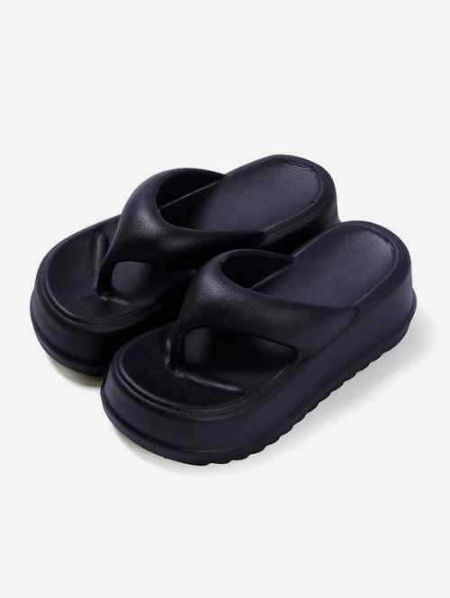 Women Solid Platform Flip Flops