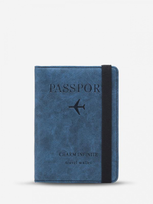 Letter and Plane Pattern Multifunction Passport Case