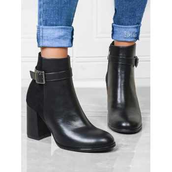 ZAFUL Women Buckle Straps Chunky Heeled Side Zip Boots