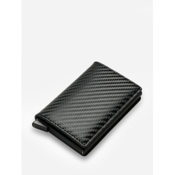 RFID Anti-theft Ultrathin Carbon Fiber Pop Up Automatically ID Credit Card Holder for Women and Men