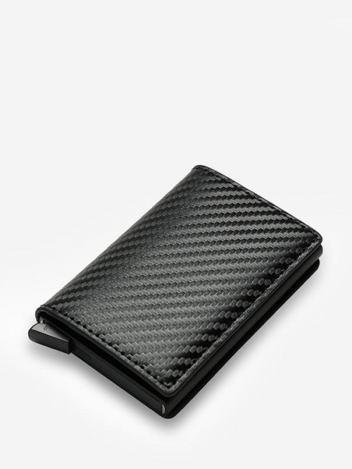 RFID Anti-theft Ultrathin Carbon Fiber Pop Up Automatically ID Credit Card Holder for Women and Men