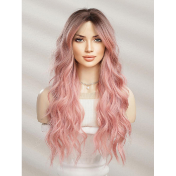 zaful Brown Gradient Pink Long Shaggy Wavy Synthetic Wig