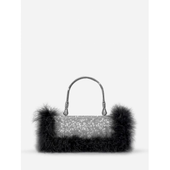 ZAFUL Women's Party Evening Sparkly Rhinestone Feather Handbag