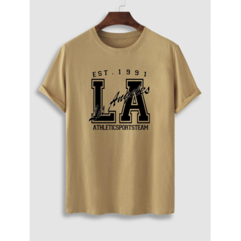 ZAFUL Men's Los Angeles Letter Printed Short Sleeves T-shirt L Coffee