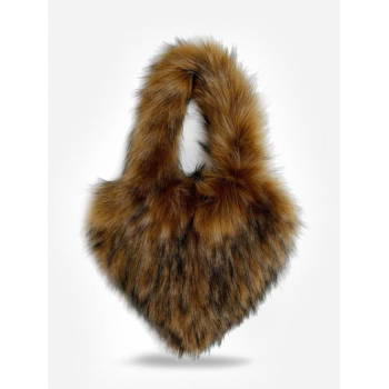 ZAFUL Women's Y2K Fashionable Heart Shaped Fluffy Faux Fur Handbag