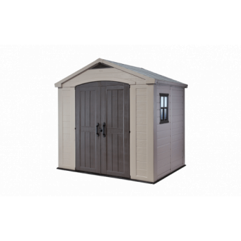 Keter 8x6 Factor Outdoor Plastic Apex Garden Shed (Beige)