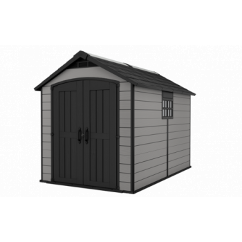 Keter 7.5x9 Premier Outdoor Plastic Apex Garden Shed (Grey)