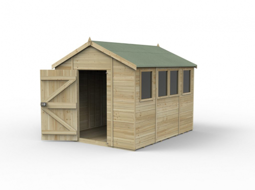 Timberdale 10x8 Tongue and Groove Pressure Treated Apex Wooden Garden Shed (4 Windows / Installation Included)