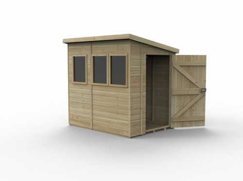 Timberdale 7x5 Tongue and Groove Pressure Treated Pent Wooden Garden Shed (3 Windows / Installation Included)