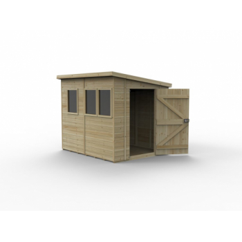 Timberdale 8x6 Tongue and Groove Pressure Treated Pent Wooden Garden Shed (3 Windows / Installation Included)