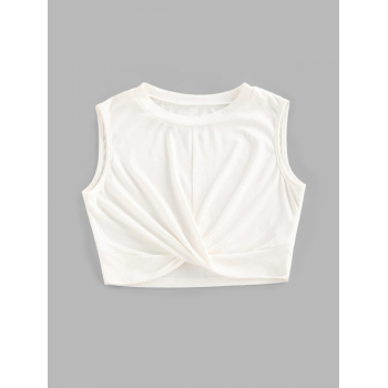 Women Tank Tops ZAFUL Ribbed Twisted Crop Tank Top M White