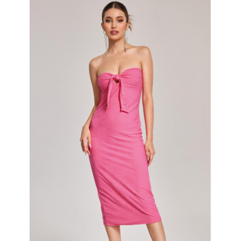 Mini Dress ZAFUL Terry Cloth Tied Bandeau Midi Dress S Light pink