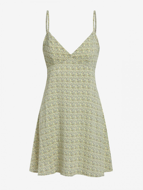 Mini Dress ZAFUL Ditsy Paisley Cami Summer Dress S Light green