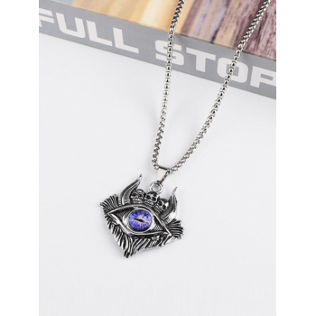 Retro Punk Gothic Style Demon Eyes Skull Shape Metal Chain Pendant Necklace for Men and Women