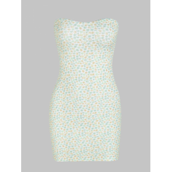 Mini Dress Ribbed Ditsy Print Mini Tube Dress S Light green