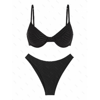 ZAFUL Ribbed Underwire Bikini Swimwear M Black