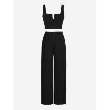 ZAFUL U Wired Pocket Straight Tailored Pants Set L Black