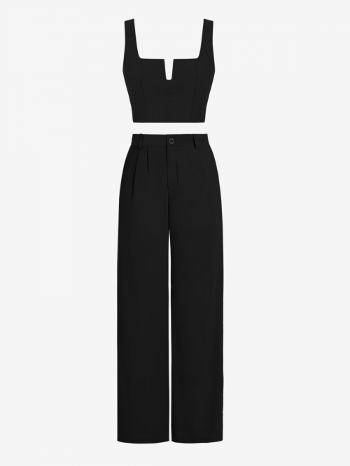 ZAFUL U Wired Pocket Straight Tailored Pants Set L Black