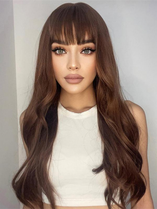 zaful Middle Bangs Natural Wavy Long Synthetic Wig