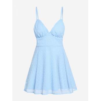 Mini Dress Cami Swiss Dots Ruched Bustier Mini Dress S Light blue