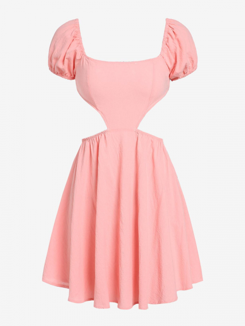 Mini Dress ZAFUL Cutout Puff Sleeve Mini Dress M Light pink